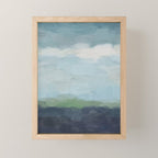 Sunday Afternoon - Navy Teal Aqua Sky Blue Green Abstract Art Painting Art Nature Horizon Modern Mini Art Print Gallery Image 1