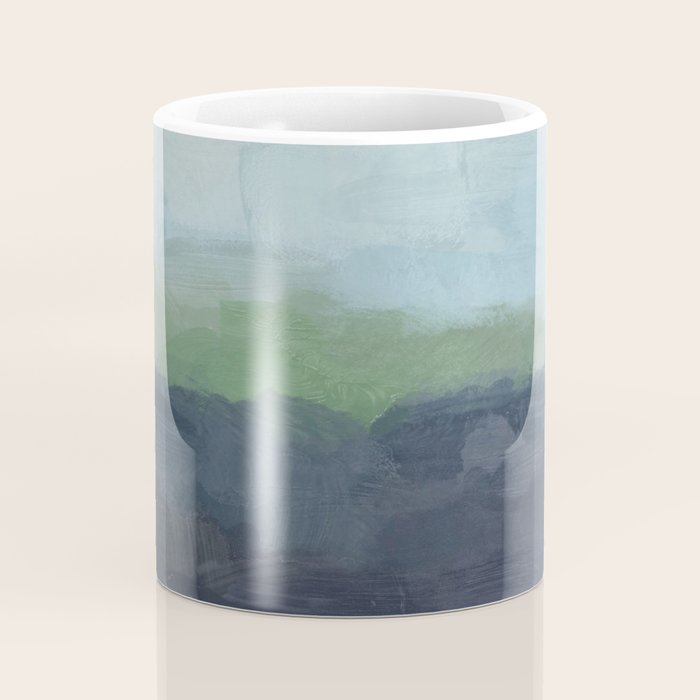 Sunday Afternoon - Navy Teal Aqua Sky Blue Green Abstract Art Painting Art Nature Horizon Modern Coffee Mug Gallery Image 4