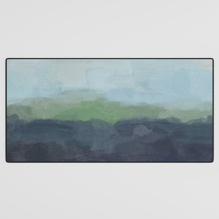 Sunday Afternoon - Navy Teal Aqua Sky Blue Green Abstract Art Painting Art Nature Horizon Modern Desk Mat Gallery Image 3