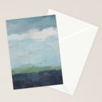 Sunday Afternoon - Navy Teal Aqua Sky Blue Green Abstract Art Painting Art Nature Horizon Modern Stationery Card Gallery Image 2