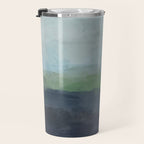 Sunday Afternoon - Navy Teal Aqua Sky Blue Green Abstract Art Painting Art Nature Horizon Modern Travel Mug Gallery Image 3