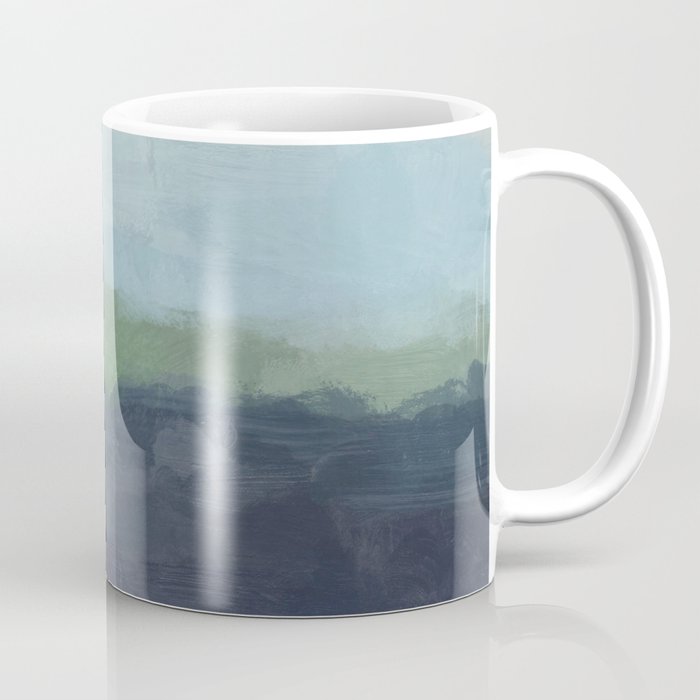 Sunday Afternoon - Navy Teal Aqua Sky Blue Green Abstract Art Painting Art Nature Horizon Modern Coffee Mug Gallery Image 1
