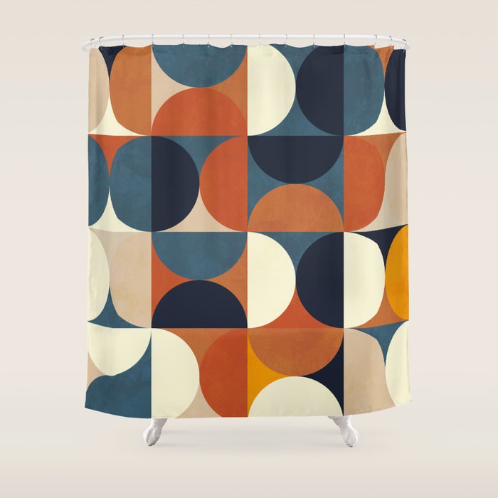 mid century abstract shapes fall winter 1 Shower Curtain Gallery Image 1