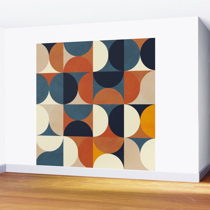 mid century abstract shapes fall winter 1 Wall Mural Gallery Image 2
