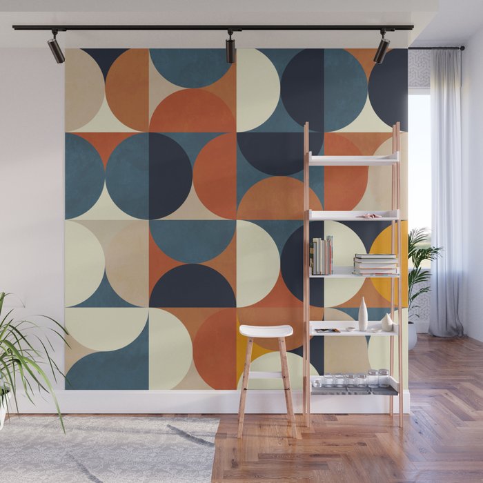 mid century abstract shapes fall winter 1 Wall Mural Gallery Image 1