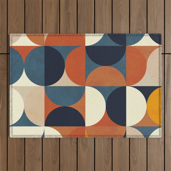 mid century abstract shapes fall winter 1 Outdoor Rug Gallery Image 1