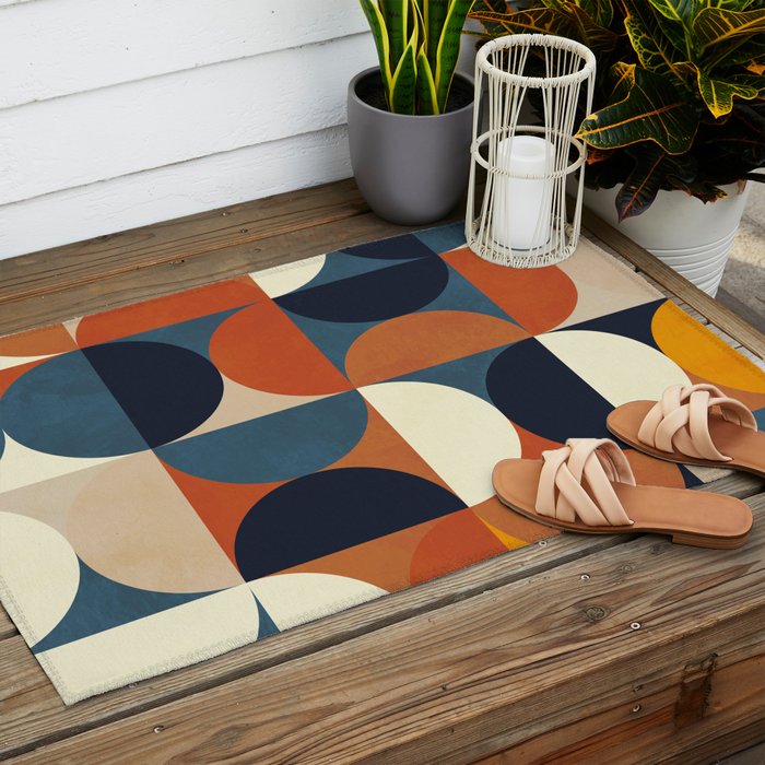 mid century abstract shapes fall winter 1 Outdoor Rug Gallery Image 2