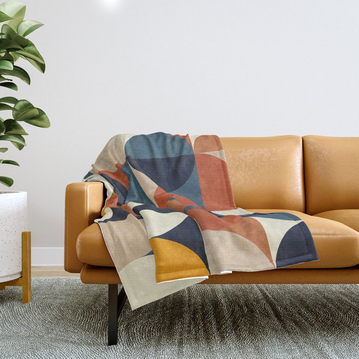mid century abstract shapes fall winter 1 Throw Blanket Gallery Image 1