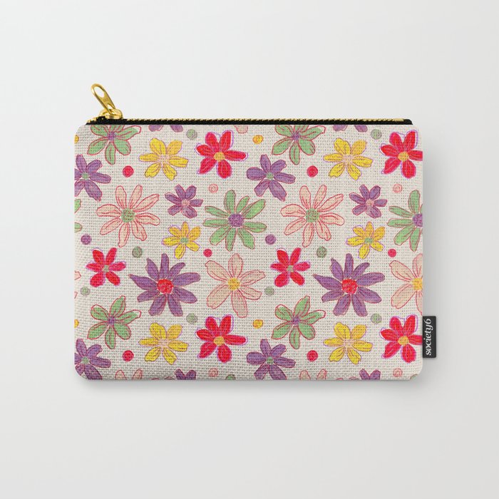 Retro Daisies & Dots Carry All Pouch Gallery Image 1