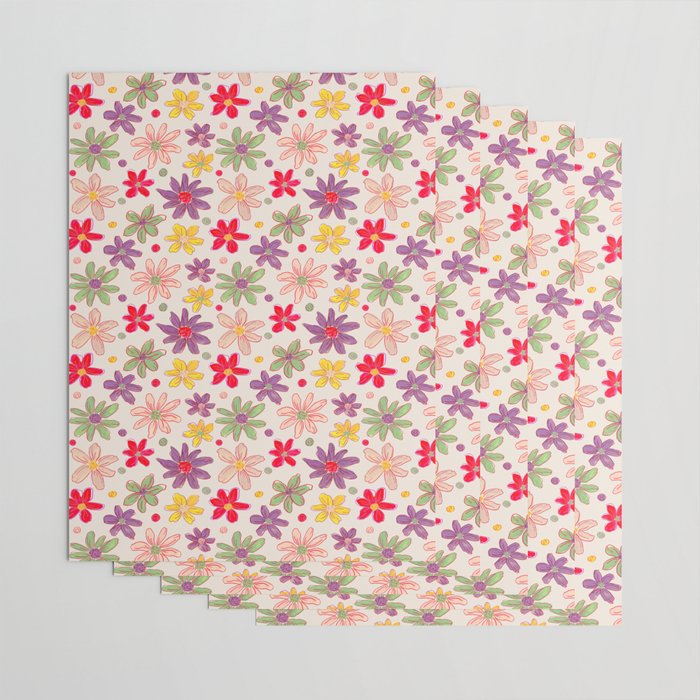 Retro Daisies & Dots Wrapping Paper Gallery Image 3