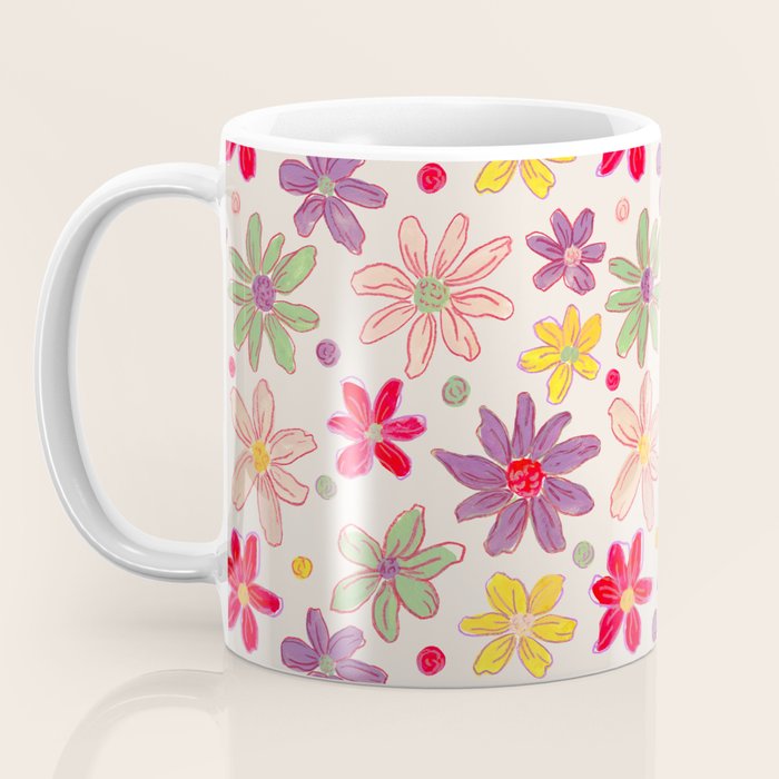 Retro Daisies & Dots Coffee Mug Gallery Image 3
