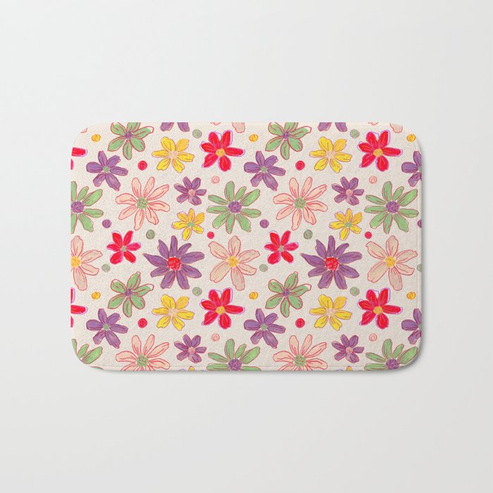 Retro Daisies & Dots Bath Mat Gallery Image 1