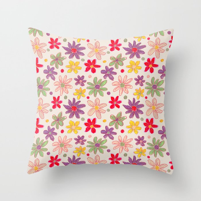 Retro Daisies & Dots Throw Pillow Gallery Image 6