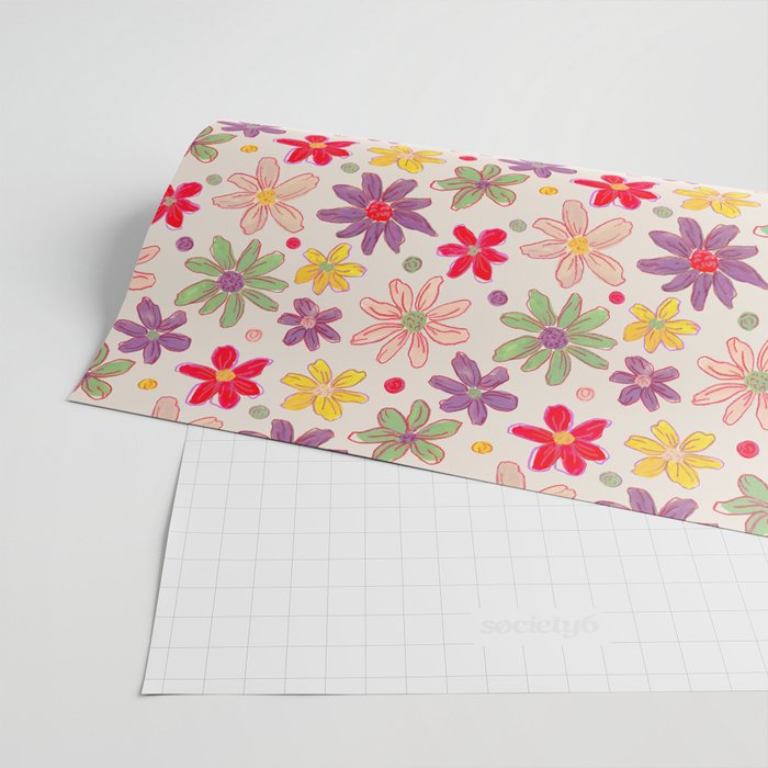 Retro Daisies & Dots Wrapping Paper Gallery Image 2