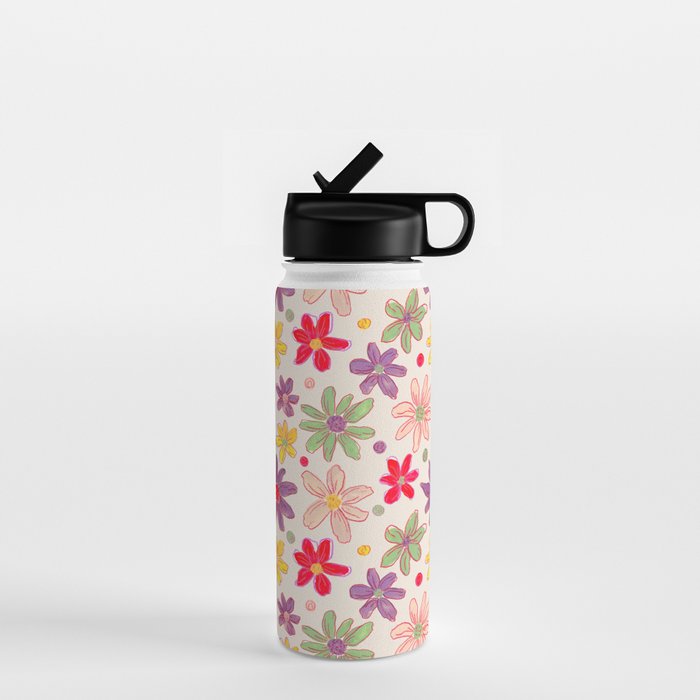 Retro Daisies & Dots Water Bottle Gallery Image 1