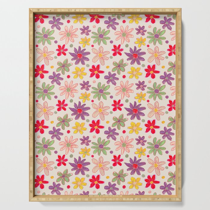 Retro Daisies & Dots Serving Tray Gallery Image 1