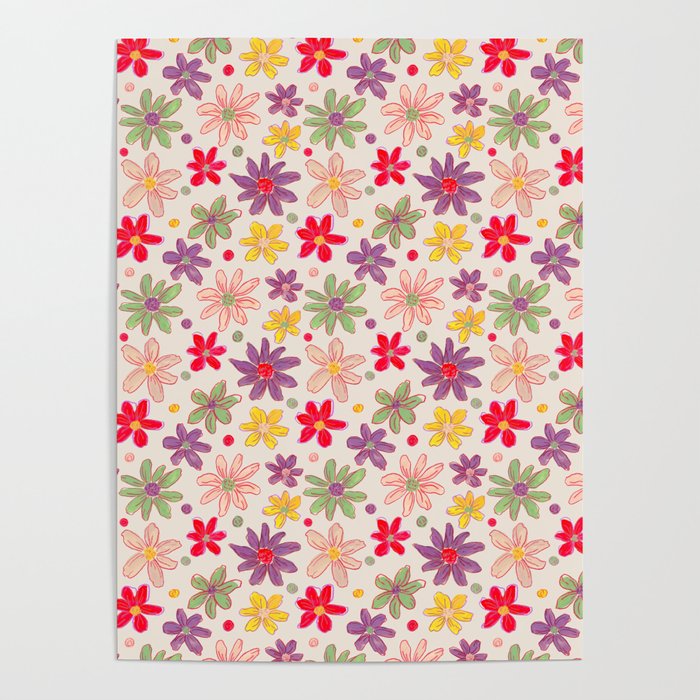 Retro Daisies & Dots Poster Gallery Image 1