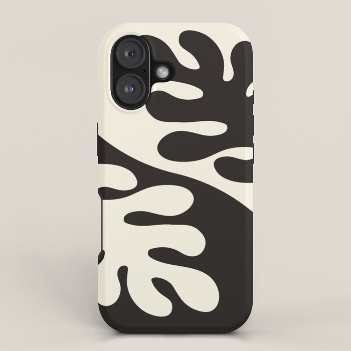 Matisse Inspired Yin Yang Leaf Cutouts in Black & Off White iPhone Case Gallery Image 1