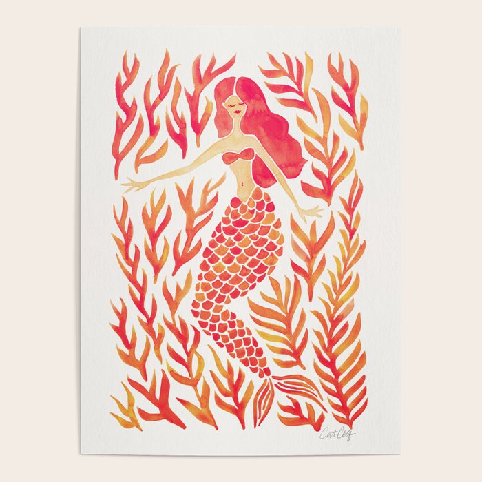 Kelp Forest Mermaid - Peach Palette Poster Gallery Image 4