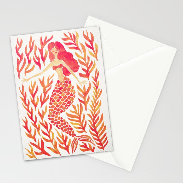 Kelp Forest Mermaid - Peach Palette Stationery Card Gallery Image 2