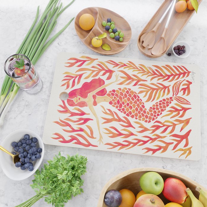 Kelp Forest Mermaid - Peach Palette Cutting Board Gallery Image 2