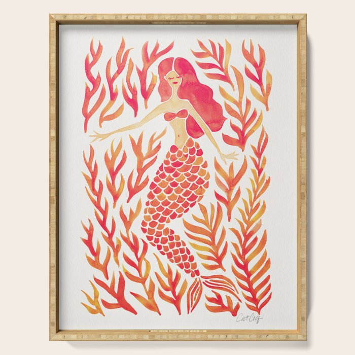 Kelp Forest Mermaid - Peach Palette Serving Tray Gallery Image 1