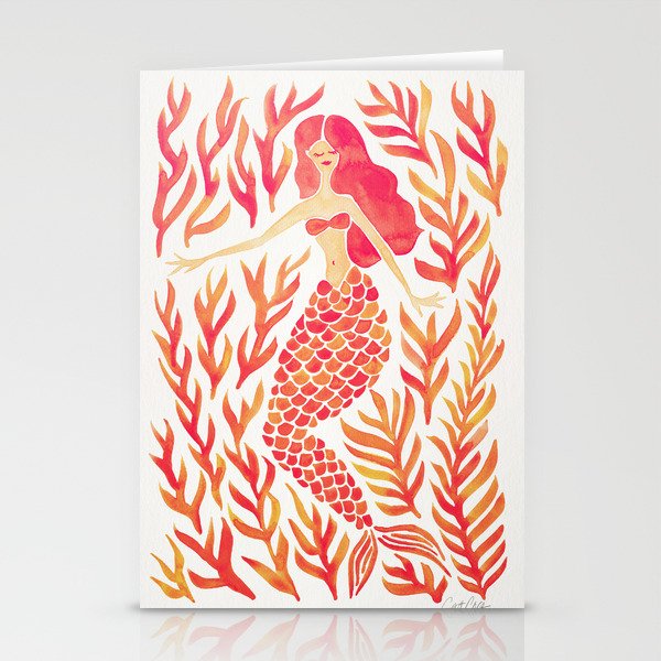 Kelp Forest Mermaid - Peach Palette Stationery Card Gallery Image 2