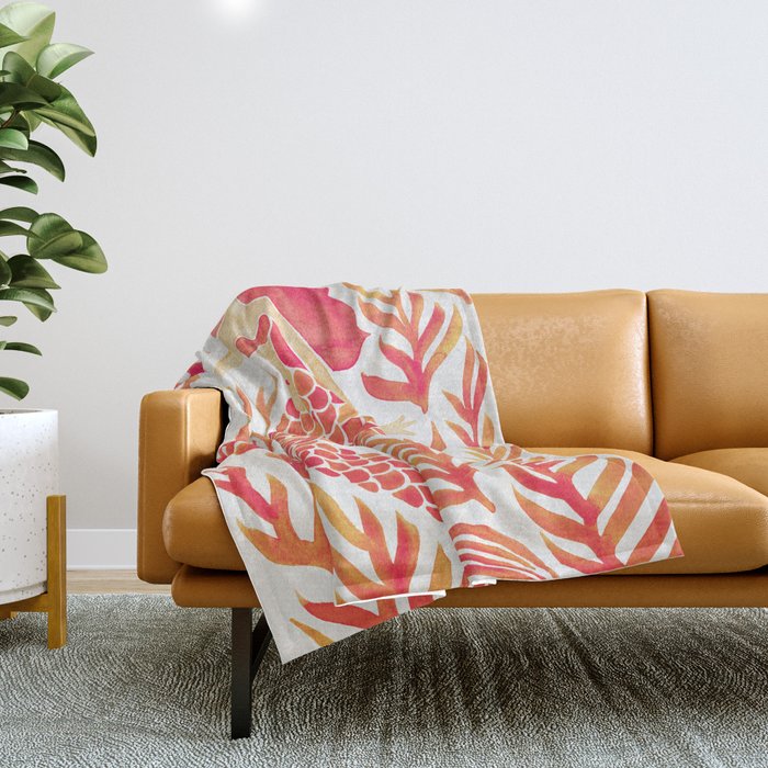 Kelp Forest Mermaid - Peach Palette Throw Blanket Gallery Image 1