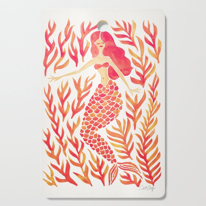 Kelp Forest Mermaid - Peach Palette Cutting Board Gallery Image 1