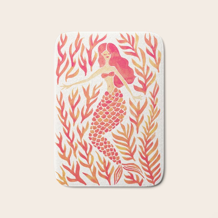 Kelp Forest Mermaid - Peach Palette Bath Mat Gallery Image 1