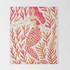 Kelp Forest Mermaid - Peach Palette Throw Blanket Gallery Image 2