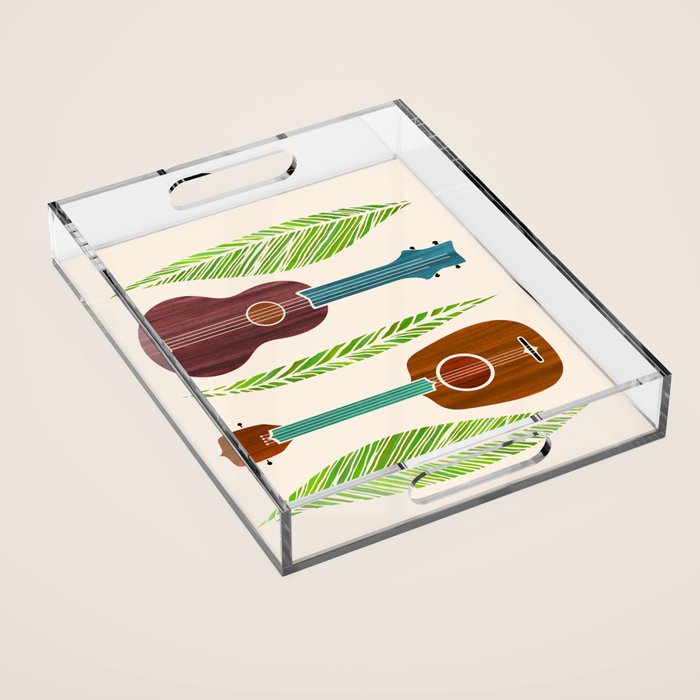 Island Life Ukuleles and Palms Acrylic Tray Gallery Image 1