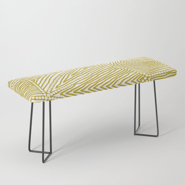 Authentic Aboriginal Art - The Fields (Mustard2) Bench Gallery Image 1