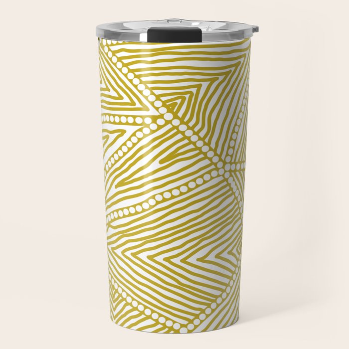 Authentic Aboriginal Art - The Fields (Mustard2) Travel Mug Gallery Image 1