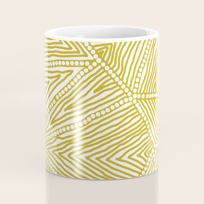 Authentic Aboriginal Art - The Fields (Mustard2) Coffee Mug Gallery Image 4