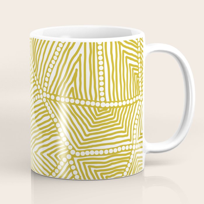 Authentic Aboriginal Art - The Fields (Mustard2) Coffee Mug Gallery Image 1