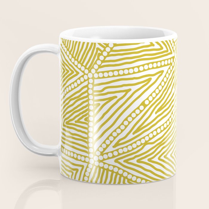 Authentic Aboriginal Art - The Fields (Mustard2) Coffee Mug Gallery Image 3