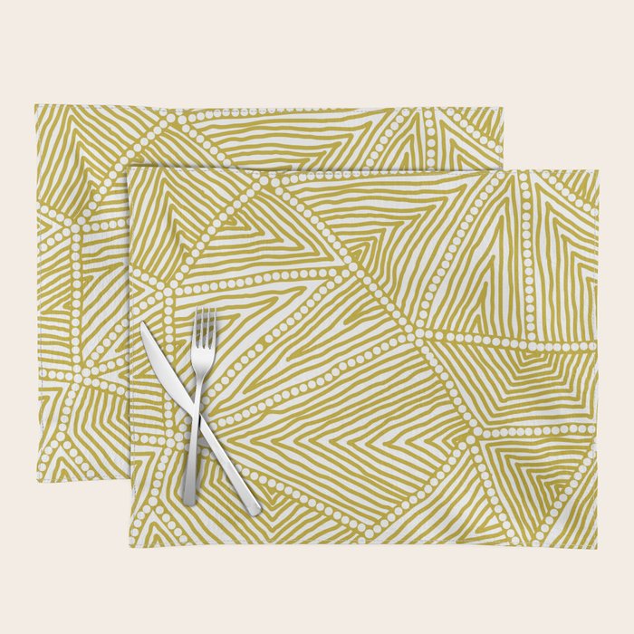 Authentic Aboriginal Art - The Fields (Mustard2) Placemat Gallery Image 1