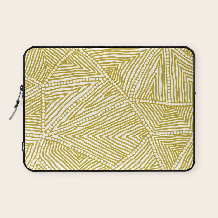 Authentic Aboriginal Art - The Fields (Mustard2) Laptop Sleeve Gallery Image 1