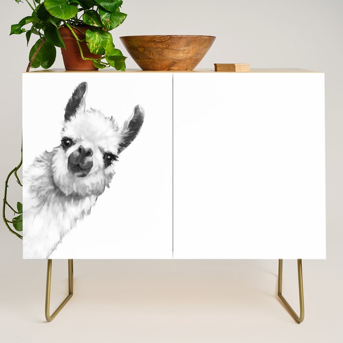 Sneaky Llama Black and White Credenza Gallery Image 1