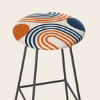 Mid Century Modern Geometric 450 in Navy Blue and Orange (Rainbow and Sun Abstraction) Stool Gallery Image 2
