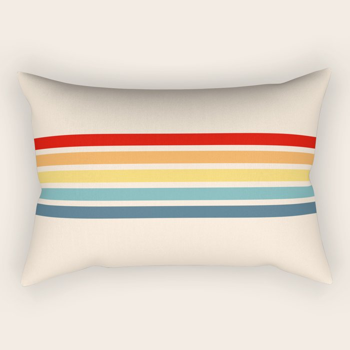 Takaakira - Classic Rainbow Retro Stripes Rectangular Pillow Gallery Image 2