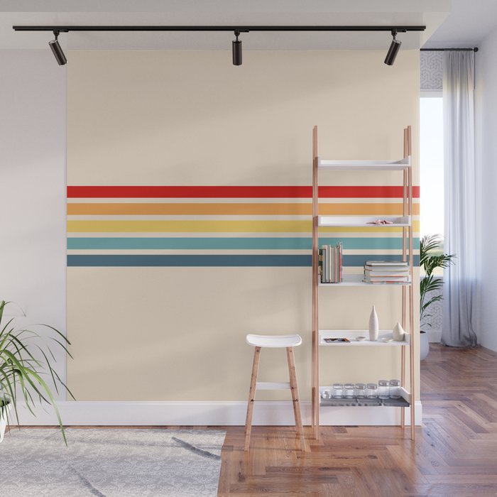 Takaakira - Classic Rainbow Retro Stripes Wall Mural Gallery Image 1