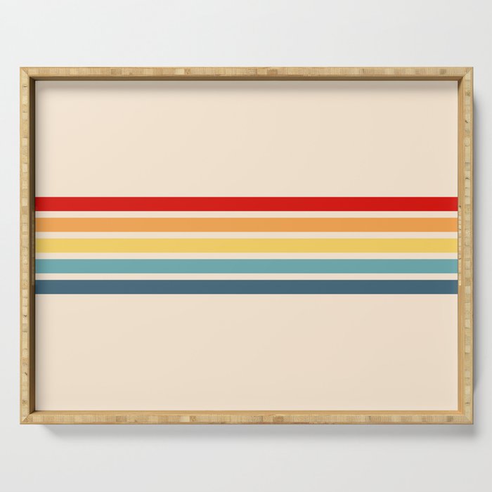 Takaakira - Classic Rainbow Retro Stripes Serving Tray Gallery Image 1