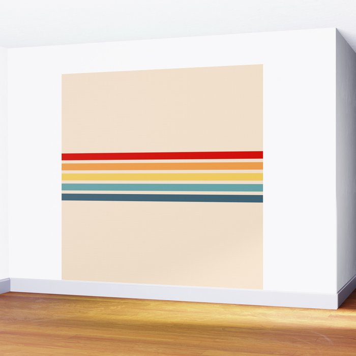 Takaakira - Classic Rainbow Retro Stripes Wall Mural Gallery Image 2