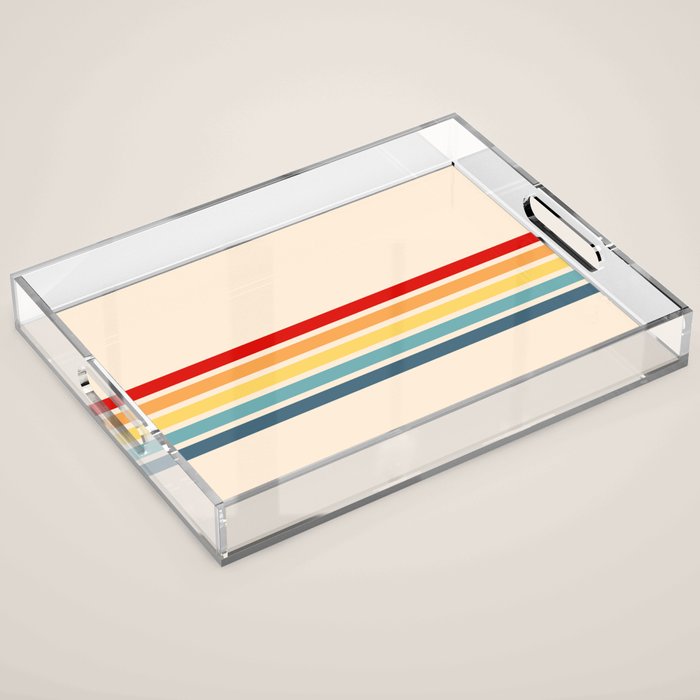 Takaakira - Classic Rainbow Retro Stripes Acrylic Tray Gallery Image 1