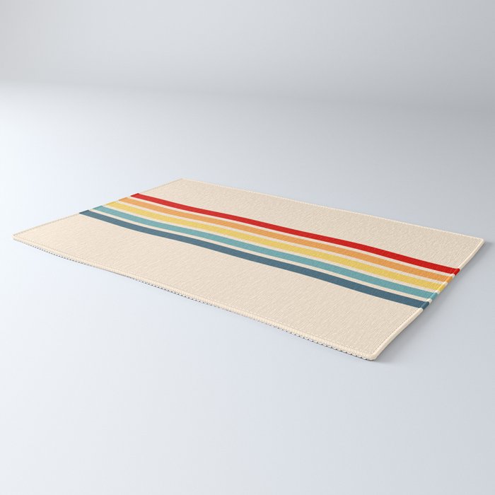 Takaakira - Classic Rainbow Retro Stripes Rug Gallery Image 3