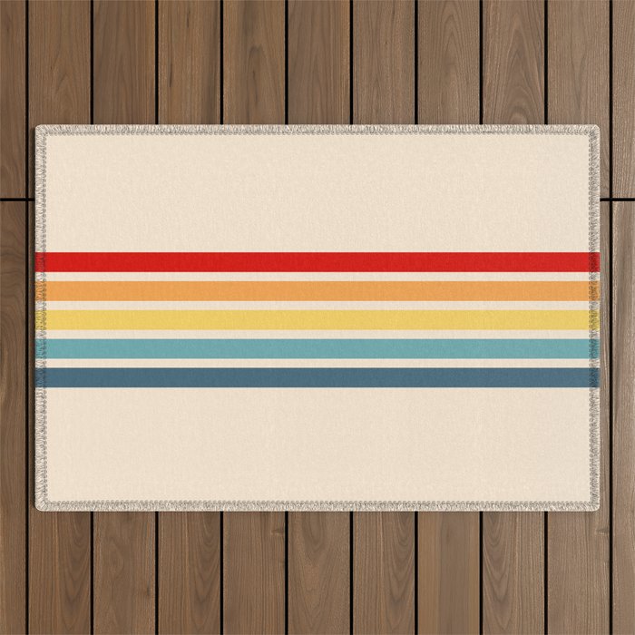 Takaakira - Classic Rainbow Retro Stripes Outdoor Rug Gallery Image 1