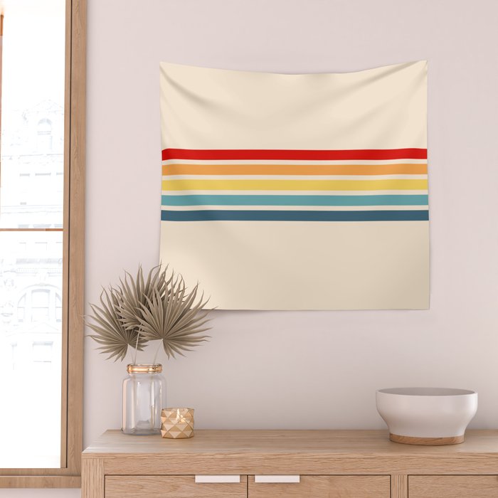 Takaakira - Classic Rainbow Retro Stripes Wall Tapestry Gallery Image 2