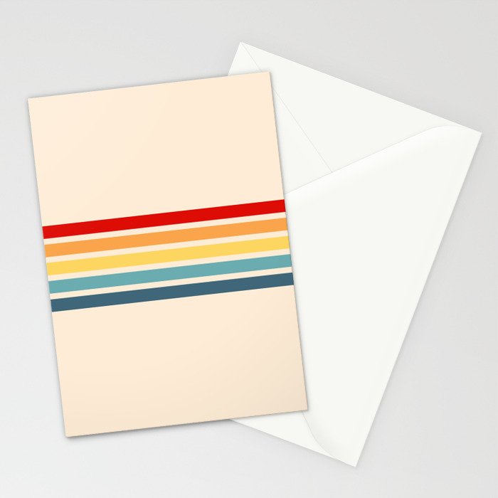 Takaakira - Classic Rainbow Retro Stripes Stationery Card Gallery Image 2
